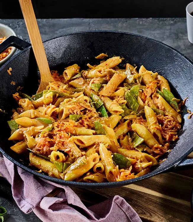 Cremige Gochujang-Kimchi-Pasta