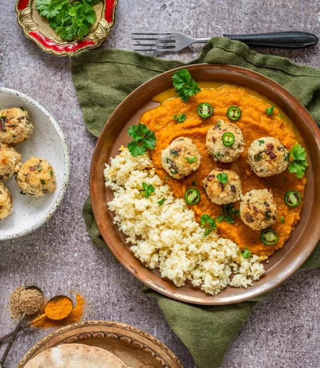 Champignon-Bratlinge mit Karottensauce