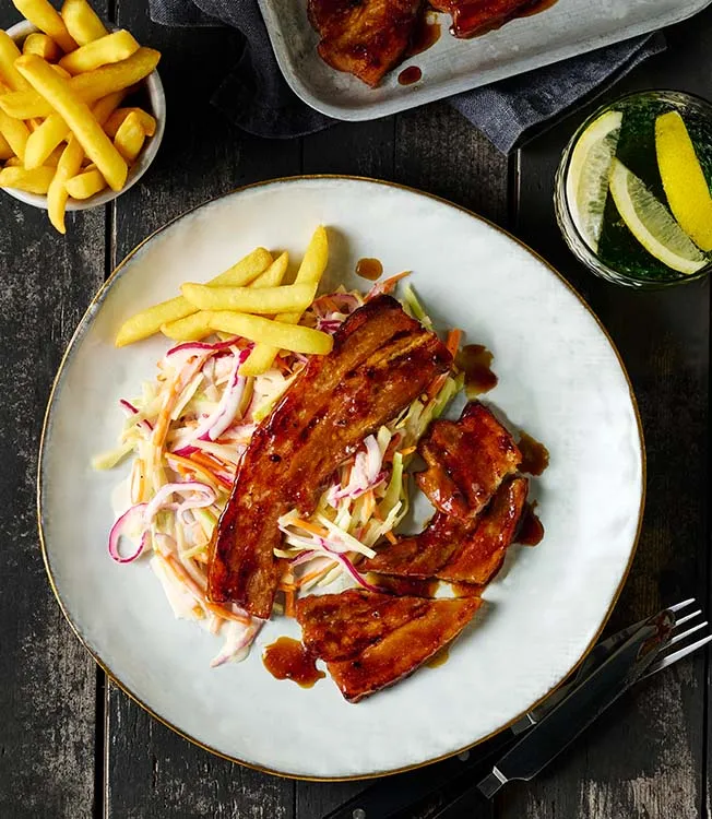 Schweinebauchscheiben im Backofen mit Teriyaki Barbecuesauce