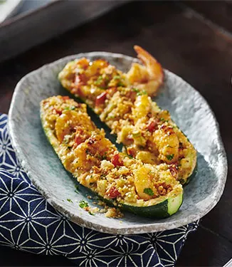 Gebackene Zucchetti mit Crevetten und Panko-Kruste