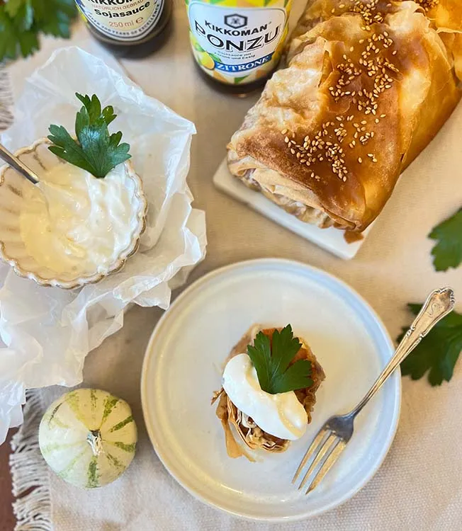 Kikkoman Kürbisstrudel mit Ponzu Dip