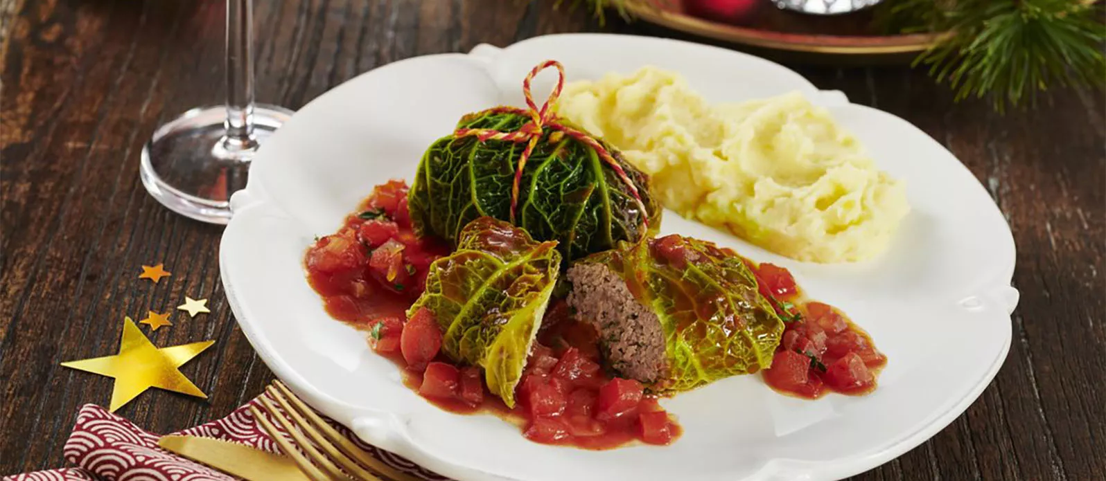 Wirsingroulade mit Tomaten-Lebkuchensauce