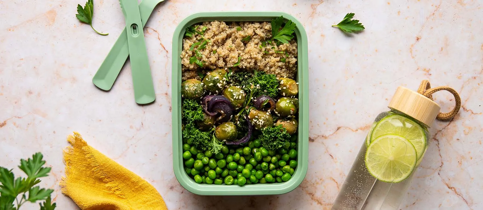 Gemüse mit Tahini-Soja-Glasur und Quinoa