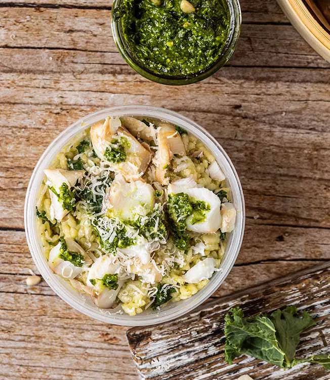 Cremiges Risotto mit Grünkohl und Kabeljau